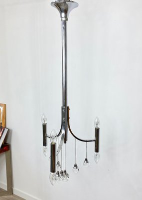 Chrome & Glass Chandelier Pendant by Gaetano Sciolari, Italy, 1960s-LYQ-1171614