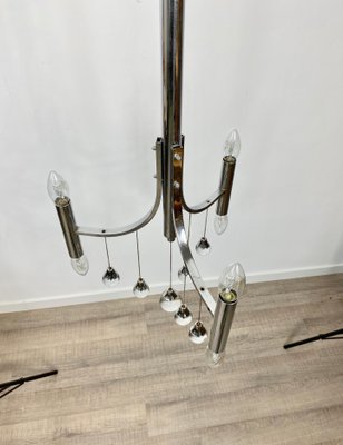 Chrome & Glass Chandelier Pendant by Gaetano Sciolari, Italy, 1960s-LYQ-1171614