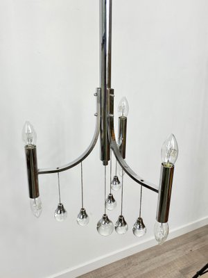 Chrome & Glass Chandelier Pendant by Gaetano Sciolari, Italy, 1960s-LYQ-1171614