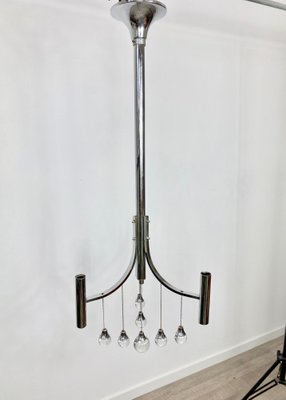 Chrome & Glass Chandelier Pendant by Gaetano Sciolari, Italy, 1960s-LYQ-1171614