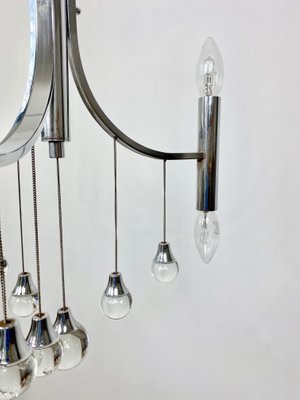 Chrome & Glass Chandelier Pendant by Gaetano Sciolari, Italy, 1960s-LYQ-1171614