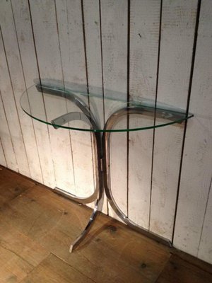 Chrome & Glass Demi Lune Side Table-BA-658633