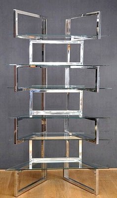 Chrome & Glass Shelving Display, 1970s-PCJ-1107047