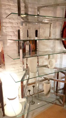 Chrome & Glass Shelving Display, 1970s-PCJ-1107047