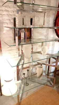 Chrome & Glass Shelving Display, 1970s-PCJ-1107047