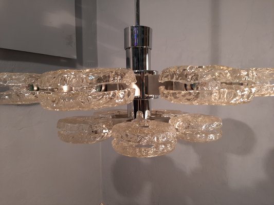 Chrome & Ice Glass 15-Light Ceiling Lamp by Gaetano Sciolari for Sciolari, 1970s-OHK-870473