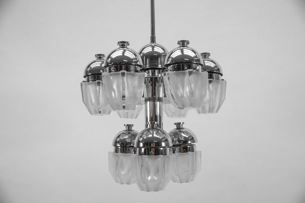 Chrome Lamp with Glass Shades, Italy, 1970s-KQB-1437914