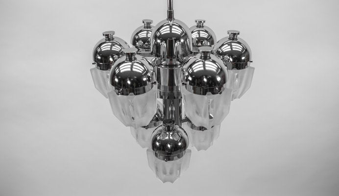 Chrome Lamp with Glass Shades, Italy, 1970s-KQB-1437914