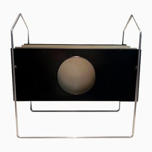 Chrome Magazine Rack with Black and White Lacquered Metal, 1970s-BA-1615865