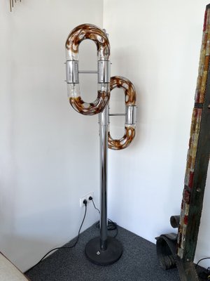 Chrome & Murano Glass Floor Lamp by Aldo Nason for Mazzega, 1970s-FUE-958826