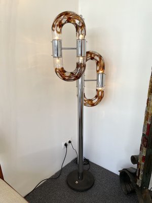 Chrome & Murano Glass Floor Lamp by Aldo Nason for Mazzega, 1970s-FUE-958826