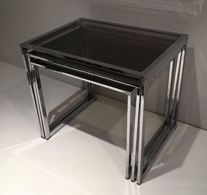 Chrome Nesting Tables, 1970s, Set of 3-BA-1365886