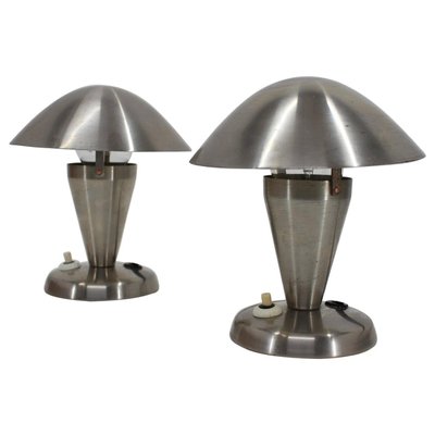 Chrome Plated Bauhaus Lamps, 1930s, Czechoslovakia, Set of 2-TZ-937734