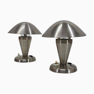 Chrome Plated Bauhaus Lamps, 1930s, Czechoslovakia, Set of 2-TZ-937734