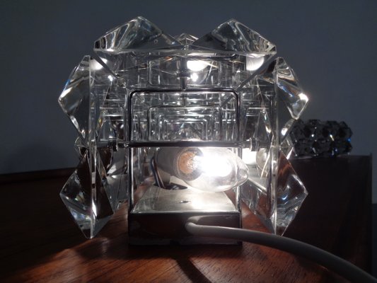 Chrome Plated & Crystal Glass Flush Mount Wall Lights from Kinkeldey, 1970s, Set of 2-RDW-692098