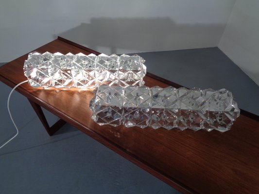 Chrome Plated & Crystal Glass Flush Mount Wall Lights from Kinkeldey, 1970s, Set of 2-RDW-692098