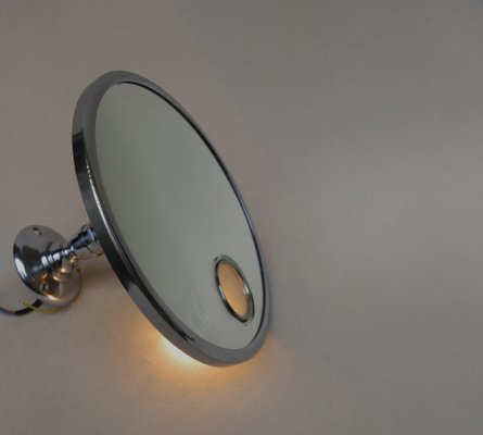 Chrome-Plated Illuminated Wall Mirror from Le Mirophar Brot Déposé, France, 1950s-EY-1752524