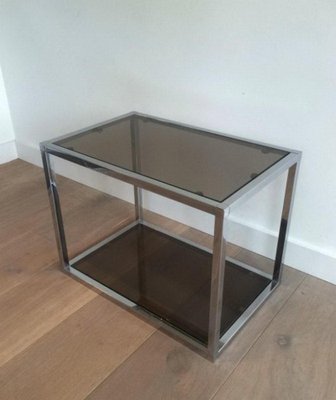 Chrome Side Tables with Smoked Glass, 1970s, Set of 2-BA-658609