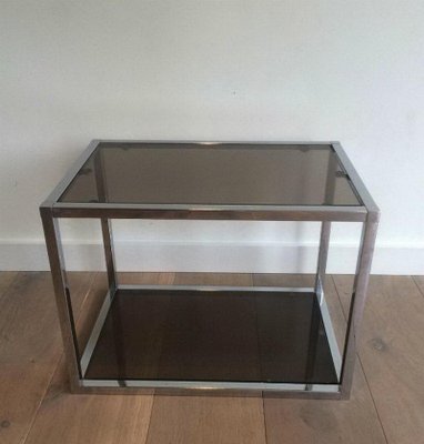 Chrome Side Tables with Smoked Glass, 1970s, Set of 2-BA-658609