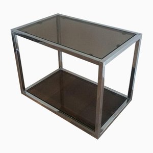 Chrome Side Tables with Smoked Glass, 1970s, Set of 2-BA-658609