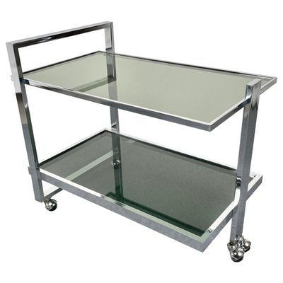 Chrome & Smoked Glass Serving Bar Cart Trolley, Italy, 1970s-LYQ-1171371