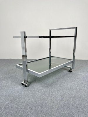 Chrome & Smoked Glass Serving Bar Cart Trolley, Italy, 1970s-LYQ-1171371