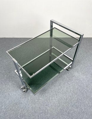 Chrome & Smoked Glass Serving Bar Cart Trolley, Italy, 1970s-LYQ-1171371