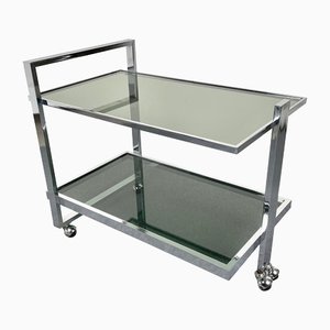 Chrome & Smoked Glass Serving Bar Cart Trolley, Italy, 1970s-LYQ-1171371