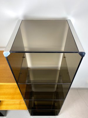 Chrome, Smoked Glass & Wood Bookshelf Étagère by Gallotti & Radice, Italy, 1970s-LYQ-1171635