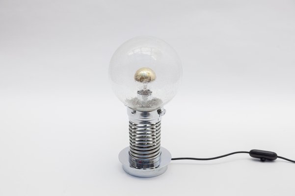 Chrome Spiral Clear Glass Globe Table Lamp, 1970s, Germany-KL-1050968