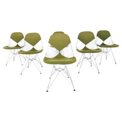 Chrome Wire Bikini Chairs by Eames for Herman Miller, 1960s, Set of 6-IRH-1372565