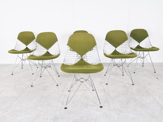 Chrome Wire Bikini Chairs by Eames for Herman Miller, 1960s, Set of 6-IRH-1372565