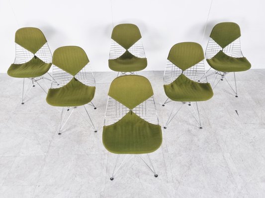 Chrome Wire Bikini Chairs by Eames for Herman Miller, 1960s, Set of 6-IRH-1372565