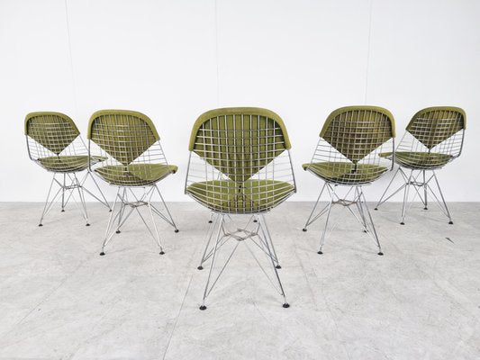 Chrome Wire Bikini Chairs by Eames for Herman Miller, 1960s, Set of 6-IRH-1372565