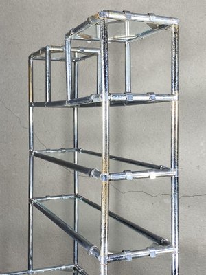 Chromed and Glass Tubular Metal Medical Shelf, 1970s-JXY-1768703