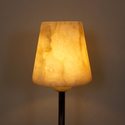 Chromed Metal and Alabaster Table Lamp, Spain, 1980s-CQZ-1702235