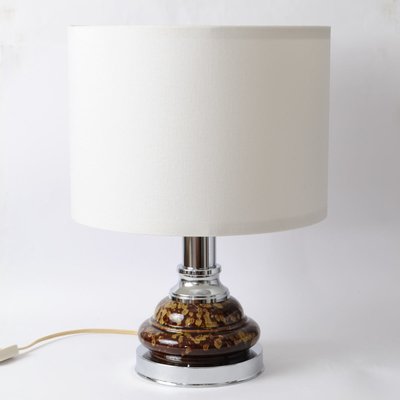 Chromed Metal and Brown Ceramic Table Lamp from Massive Lighting, 1970s-IXK-1057164