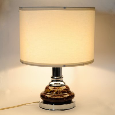 Chromed Metal and Brown Ceramic Table Lamp from Massive Lighting, 1970s-IXK-1057164