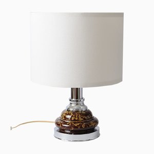 Chromed Metal and Brown Ceramic Table Lamp from Massive Lighting, 1970s-IXK-1057164