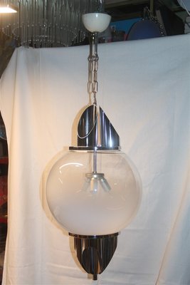 Chromed Metal and Murano Glass Ceiling Lamp from Selenova, 1970s-EH-555533