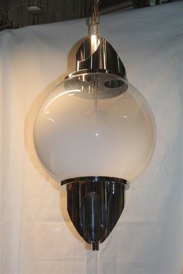 Chromed Metal and Murano Glass Ceiling Lamp from Selenova, 1970s-EH-555533