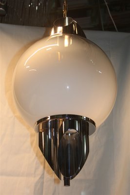 Chromed Metal and Murano Glass Ceiling Lamp from Selenova, 1970s-EH-555533