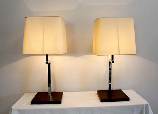 Chromed Metal Lamps, 1960s, Set of 2-RVK-971556