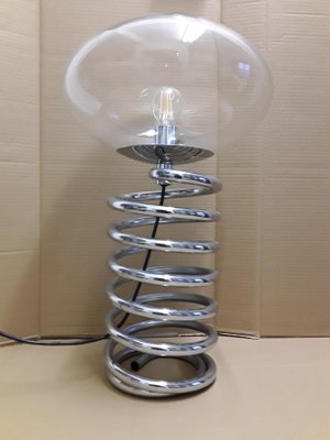 Chromed Metal Spiral Table Lamp by Ingo Maurer for M-Design, 1970s-HOI-565985