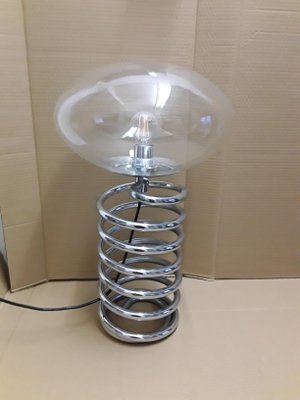 Chromed Metal Spiral Table Lamp by Ingo Maurer for M-Design, 1970s-HOI-565985