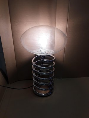 Chromed Metal Spiral Table Lamp by Ingo Maurer for M-Design, 1970s-HOI-565985