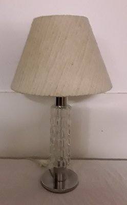 Chromed Metal Table Lamp with Relief Glass, 1970s-HOI-838137