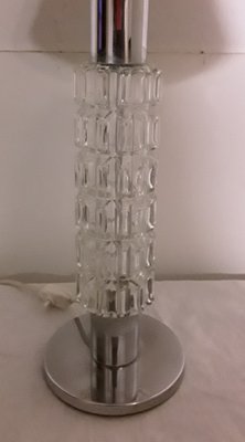 Chromed Metal Table Lamp with Relief Glass, 1970s-HOI-838137