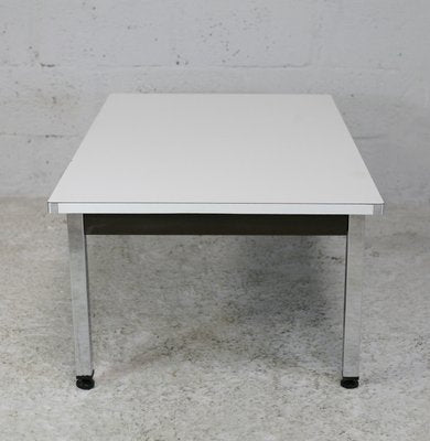 Chromed Steel Base Coffee Table with White Melaminé Tray, France, 970s-MAO-1257587