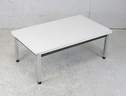 Chromed Steel Base Coffee Table with White Melaminé Tray, France, 970s-MAO-1257587